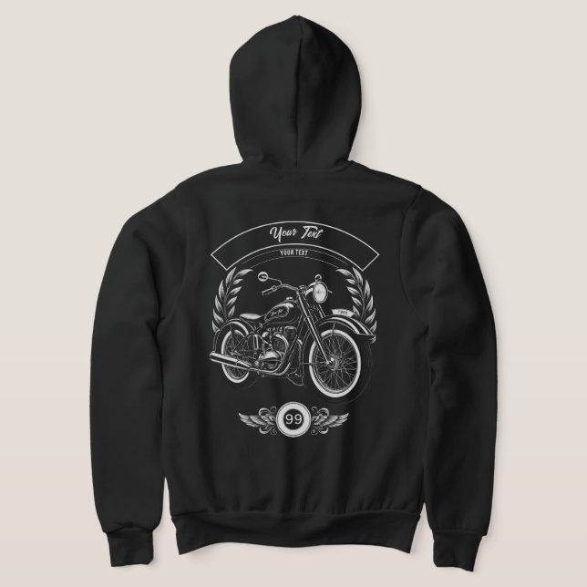 Custom Winter Biker Skull Motorcycle Zip Hoodie (Laydown Back)