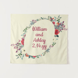 Custom Winter Floral Backdrop Wedding Photo Booth Tapestry