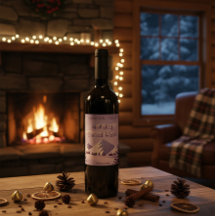 Custom Winter Mountain Holiday Spiced Mead Bottle