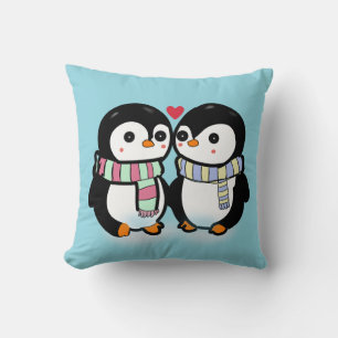 Custom Winter Penguin Love Cushion