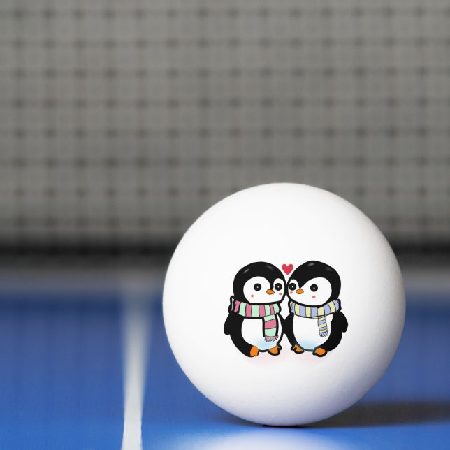 Custom Winter Penguin Love Ping Pong Ball (Net)