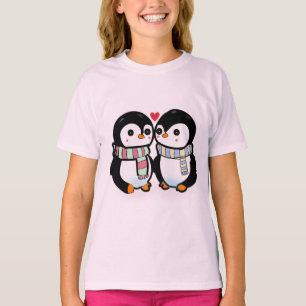 Custom Winter Penguin Love T-Shirt