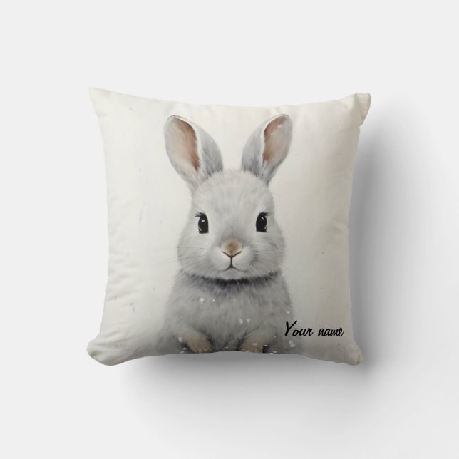 Custom Winter Rabbit Pet Love Cute Aesthetic Cushion (Front)