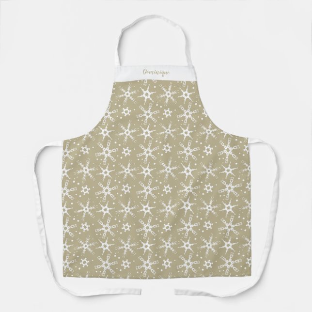 Custom Winter Snowflake All-Over Print Apron (Front)