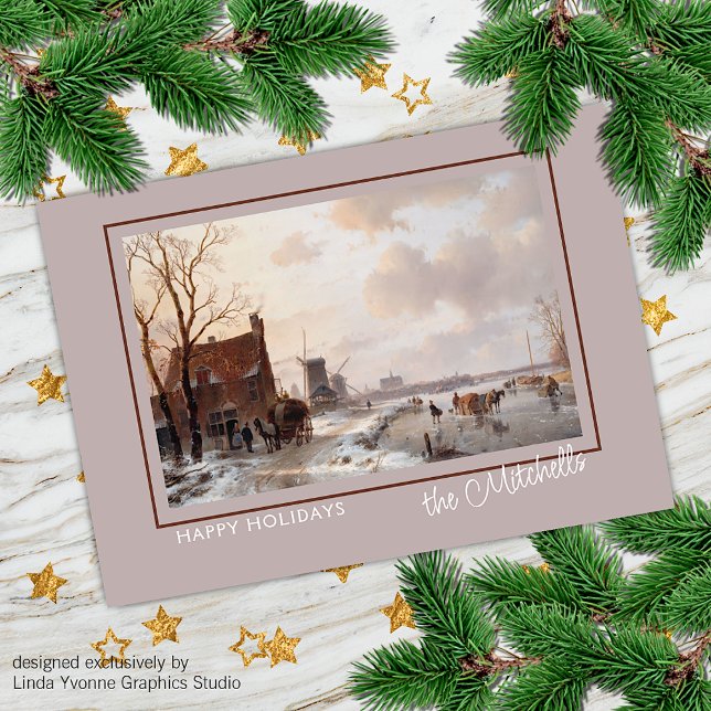 Custom Winter Wonderland Landscape Art Painting Holiday Card (Creator Uploaded)