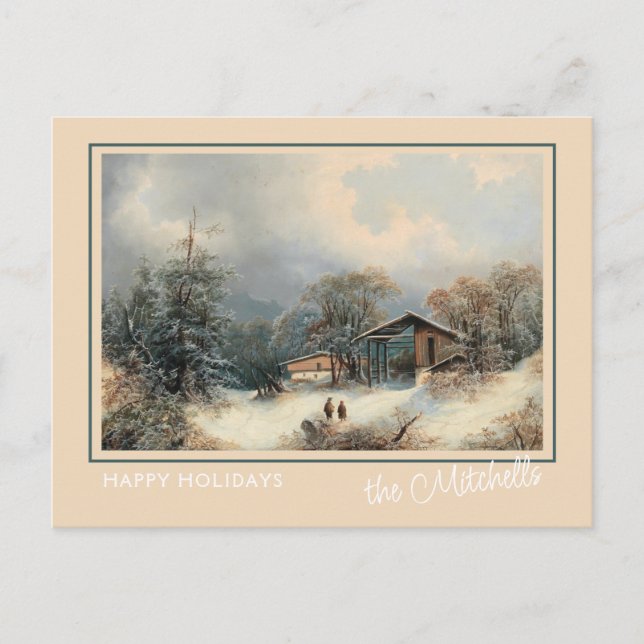 Custom Winter Wonderland Landscape Art Painting Postcard (Front)