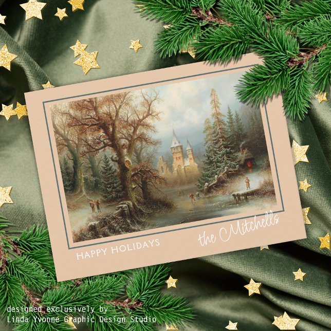 Custom Winter Wonderland Landscape Art Painting Postcard (Creator Uploaded)