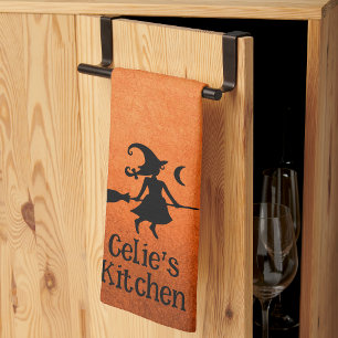Custom Witches Halloween Fall Grunge Kitchen Towel