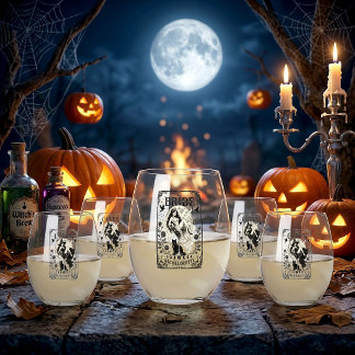 Custom Witchy Coven Bachelorette Party Drink Drink Stemless Wine Glass