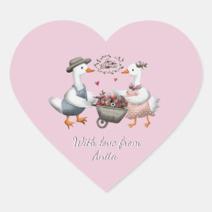 Custom “With Love From Whimsical Cottagecore Goose Heart Sticker