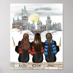 Custom Wizard BFF Portrait, Wizard School Poster