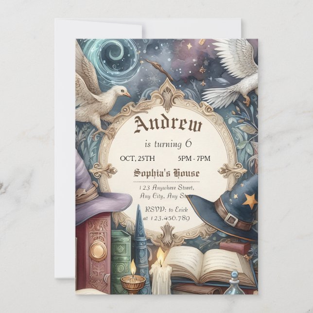 Custom Wizards Magical Birthday Party Invitation (Front)