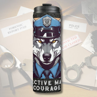 Custom Wolf Gifts for Police Officers Dad Husband Thermal Tumbler