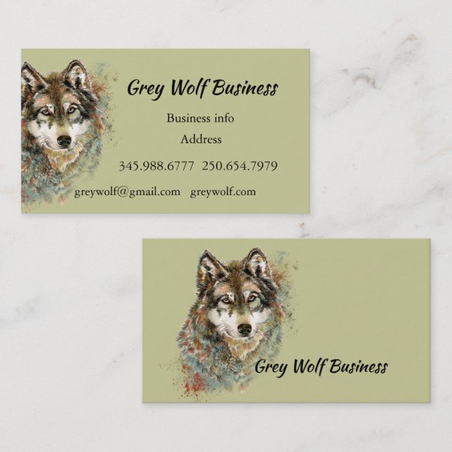 Custom Wolf Wolves Animal Nature Art Business Card (Front/Back)