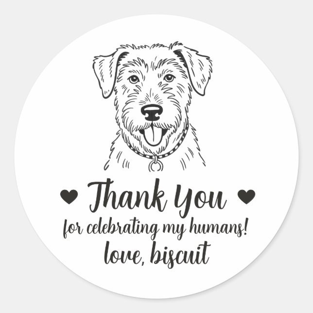 Custom Wolfhound Dog Wedding Favour Stickers (Front)