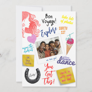 Custom Woman Silhouette in Hearts   Bon Voyage Card