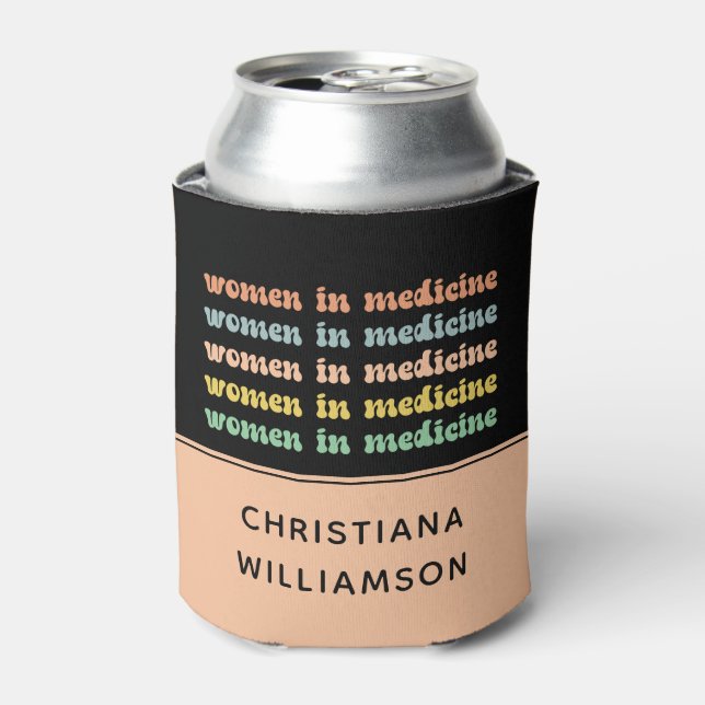 Custom Women in Medicine Retro Future Nurse Can Cooler (Can Front)