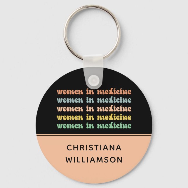 Custom Women in Medicine Retro Future Nurse Key Ring (Front)