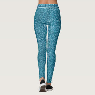 Custom Women's Activewear Faux Denim Blue Jeans Leggings