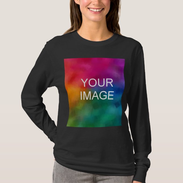 Custom Women's Basic Long Sleeve Black T-Shirt (Front)