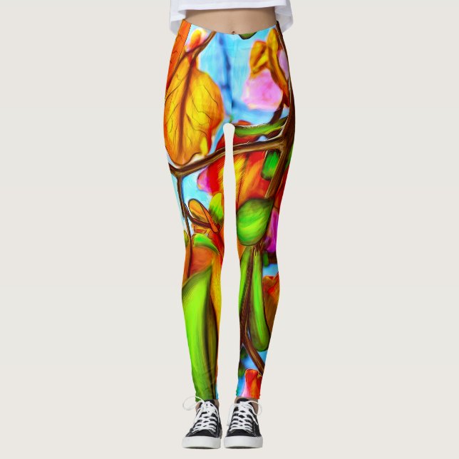 custom women's leggings "Fall leaves" (Front)
