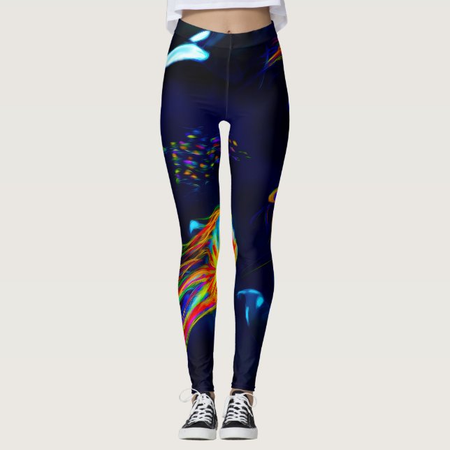 custom women's Leggings "orca playground" (Front)