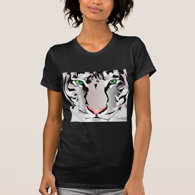 CUSTOM WOMENS TEE- TIGER-WHITE/GREY T-Shirt (Front)