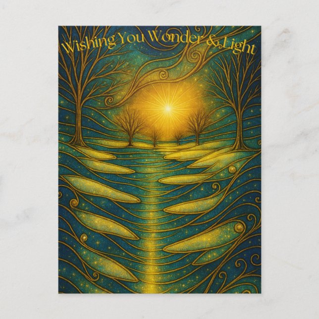 Custom Wonder & Light Secular Holiday Postcard (Front)