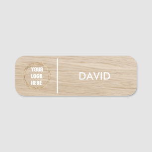 Custom Wood Business Logo Basic Employee Staff Name Tag
