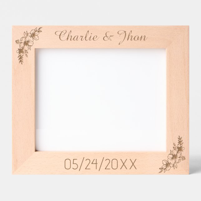 Custom Wood Personalised Wedding Engraved Photo Etched Frames (Front)