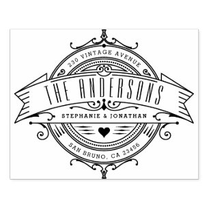 Custom Wood Stamp   Vintage Wedding Return Address