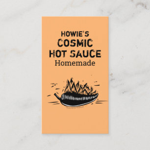 Custom Woodcut Art Chilli Pepper Homemade Hot Sauc Business Card