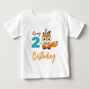 Custom Woodland Animal Birthday Baby T-Shirt