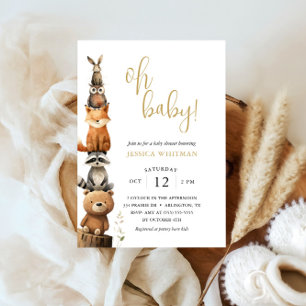 Custom Woodland Animals Cute rustic Baby Shower Invitation