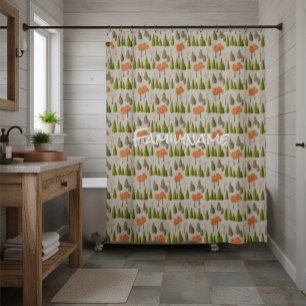 Custom Woodland Forest Pattern Shower Curtain
