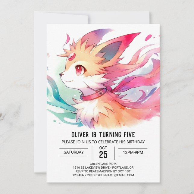 Custom Woodland Fox Birthday Invitation (Front)