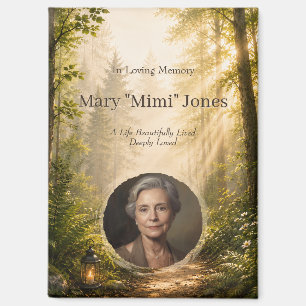 Custom Woodland Light Memorial Photo Magnet