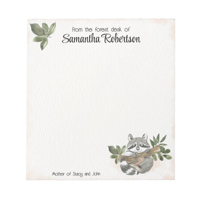 Custom Woodland Notepad Mother's Day Gift (Front)