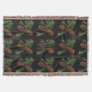 Custom Woodland Pine Cone Theme Throw Blanket