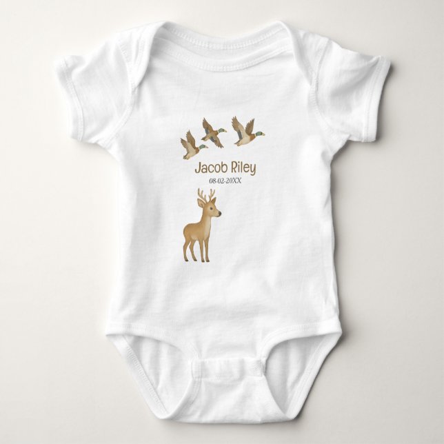 Custom Woodland Wildlife Baby Bodysuit (Front)