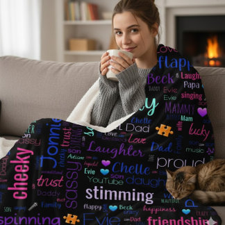 Custom Word Cloud Sherpa Fleece Blanket