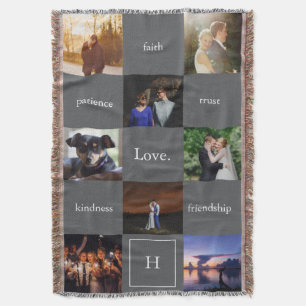 Custom Words & Photos Meaningful Gift in Grey Throw Blanket