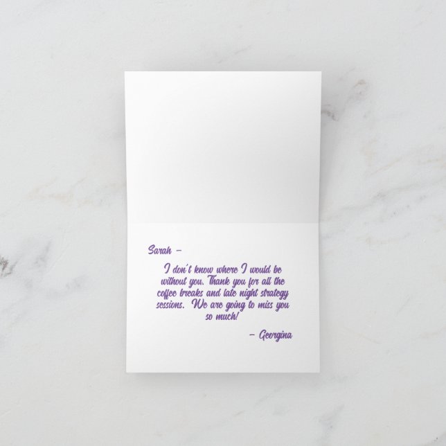 Custom Work Bestie Emotional Support Retirement Card (Inside)