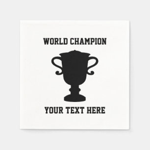 Custom world champion trophy silhouette party napkin