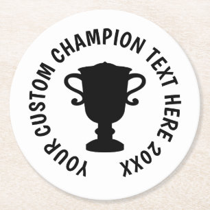 Custom World Champion trophy silhouette Round Paper Coaster
