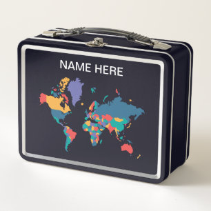 CUSTOM world map lunch box