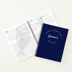 Custom World’s Best Chef Blue Personalized Recipe Notebook