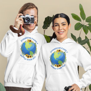 Custom World Tour Earth in Sunflowers Cool Travel Hoodie