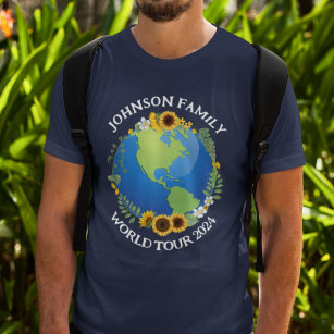 Custom World Tour Earth Sunflowers Overseas Travel T-Shirt