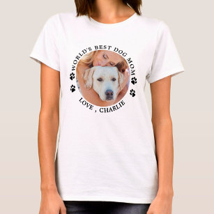 Custom World's Best Dog Mom Personalized Pet Photo T-Shirt
